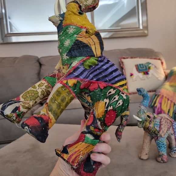 Boho Elephant set of 2 Pattern Fabric Material mother and baby Decor - Picture 5 of 9